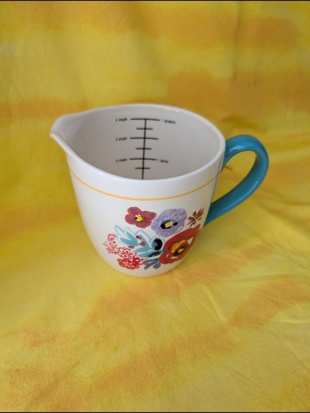 Pioneer Woman Flea Market 4-cup Measuring Pitcher with Teal Handle